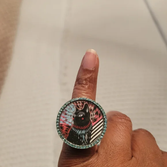 Marc By Marc Jacobs Black Cat Ring with Blue Accents - Picture 4 of 9